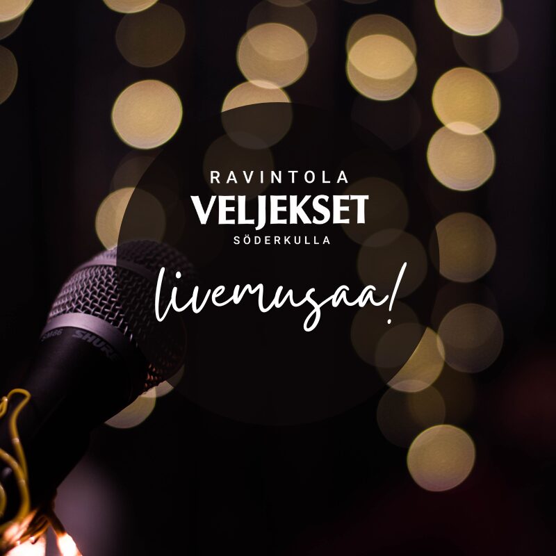 Kuvan taustalla on mikrofoneja ja etualalla teksti "livemusaa".